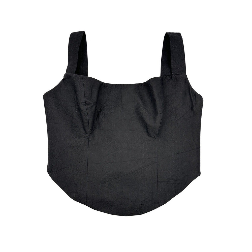 Rendoll Black Crop Tank Top Women's 14 Corset Style 100% Cotton Structured NWT - Picture 4 of 9